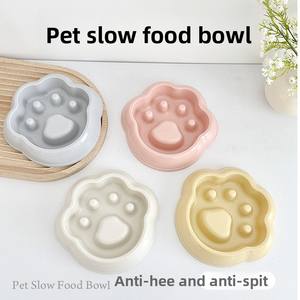 Tempat makan lambat untuk anjing dan kucing, mangkuk makan bentuk kaki plastik Anti mencekik, piring hewan peliharaan untuk penggunaan rumah tangga - Product Image 5