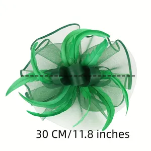 Sombrero fascinador de fiesta temática de estrella de cine para mujer poliéster Spandex pluma de pavo exagerada nupcial graduación foto diadema accesorio - Product Image 4