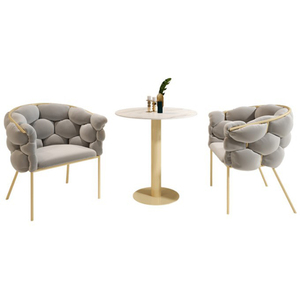 Silla de Comedor Elegante y Sencilla con Respaldo Acolchado en Forma de Burbuja de Terciopelo Verde y Estructura Dorada Electrochapada - Product Image 6