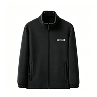 Veste d'extérieur décontractée pour homme, entièrement zippée, à col montant, doublée polaire, chaude pour l'hiver, avec logo personnalisé