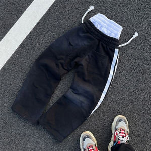 Pantalon de survêtement oversize, pantalon de survêtement ample à rayures, jambe droite, large, ample, pantalon de survêtement personnalisé, double taille, pantalon de survêtement évasé pour homme - Product Image 2