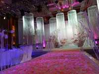 Fournitures de décoration pour hôtels de mariage : Rideau de plafond à franges en fil argenté, rideaux blancs, rideau à fils scintillants