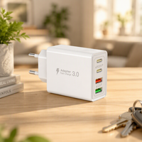 Chargeur mural rapide HNT OEM 40W GaN 4 ports 2C2A, adaptateur de voyage ultra-compact pour iPhone, MacBook, tablette, smartphone, OEM ODM
