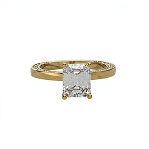 Bague de fiançailles en or plaqué 18K 14K avec diamant de laboratoire taille émeraude DEF VVS, bague solitaire, fabricant de bijoux sur mesure OEM - Product Image 2