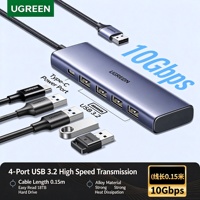 UGREEN Hub USB 3.2 4 ports 10 Gbps 0,15 m en alliage d'aluminium avec port d'alimentation Type C pour ordinateur portable PC