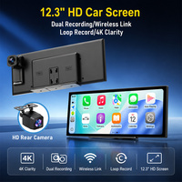 Layar Navigasi Mobil Universal Portabel Wireless Carplay 12.3 Inci 4K 1080P Kamera Dash Cam Apple Carplay Android Auto