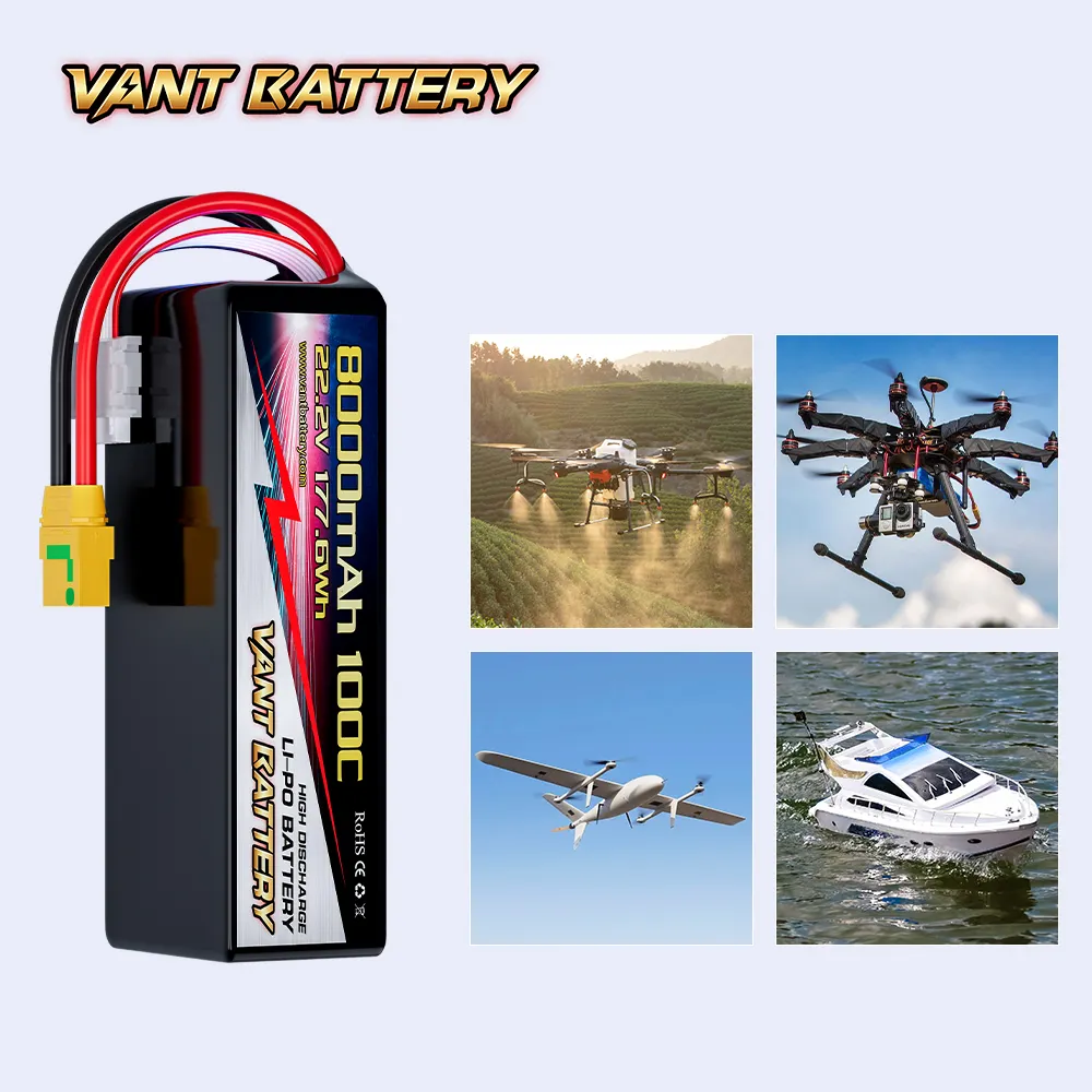 VANT 6S 8000mAh 100C 22.2V FPV 드론 배터리 4S/6S RC Lipo 배터리 항공 사진 드론 농업 드론