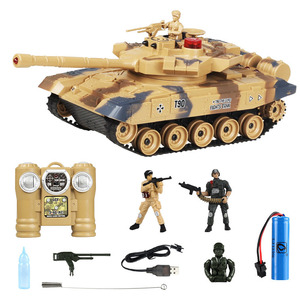 1/24 russie <span class=keywords><strong>T90</strong></span> Sherman armée 2.4G RC réservoir avec Vibration fumée lancement balles char de combat jouets militaires pour les enfants - Product Image 1