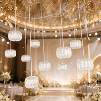 Lustre à 10 têtes en boules blanc laiteux RHD, guirlande lumineuse suspendue pour décorations de mariage et de fête