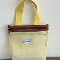 Pochette cosmétique en maille légère transparente, mini sac fourre-tout color block avec fermeture éclair, organiseur de rangement féminin pour voyage et plage