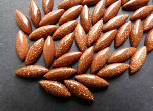 Gema sintética de Ojo de Caballo en forma de Marquesa, cabujón liso, color naranja Goldstone, pulida, con destellos dorados brillantes - Product Image 5