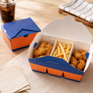 Boîte à emporter en papier pour la restauration rapide, couleur personnalisée, résistante à la graisse, pour les ailes de poulet, les nuggets, les frites et les hamburgers - Product Image 4