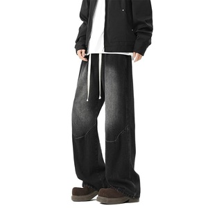 Pantalones Vaqueros Anchos de Corte Recto para Hombre, Estampado Hip Hop, Lavados, 100% Algodón, Transpirables, Diseño Americano Informal de Invierno - Product Image 3