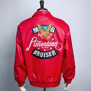 แจ็คเก็ตหนัง PU แบบยูนิเซ็กซ์ สำหรับขี่มอเตอร์ไซค์ <span class=keywords><strong>ง</strong></span>านปัก 3 มิติ ลายนกอินทรีทั้<span class=keywords><strong>ง</strong></span>ตัว หนา ทนทาน คุณภาพสู<span class=keywords><strong>ง</strong></span> เสื้อคลุมสำหรับขี่มอเตอร์ไซค์ - Product Image 2