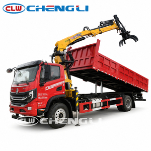 Grue montée sur camion Dongfeng 8-10 tonnes avec grappin à griffes, grue à flèche télescopique hydraulique de 20 m pour la manutention des matériaux - Product Image 1