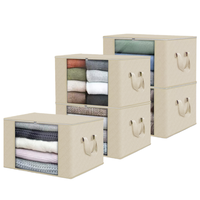 Sac de rangement robuste pour vêtements avec poignées solides, fermeture éclair renforcée, empilable, grande fenêtre frontale, boîte de rangement pour déménagement, armoire