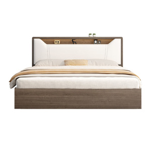 Lit plateforme moderne Love Zone avec base en bois résistant à l'eau, tête de lit rembourrée et étagère de rangement pour chambre d'hôtel ou d'appartement commercial - Product Image 6
