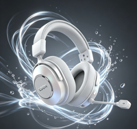 Casque sans fil supra-auriculaire LDON F09 avec éclairage RGB, affichage numérique, transducteurs dynamiques et coussinets en cuir protéiné pour Bluetooth 5.3