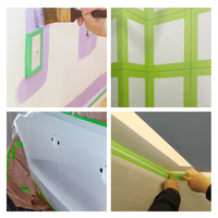 Selotip Washi Hijau Daya Rekat Rendah, Selotip Masking yang Dapat Dilepas untuk Pengecatan Dinding Interior, Renovasi dan Dekorasi Rumah