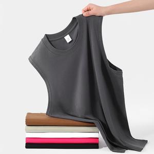 فيست رياضي رجالي أبيض من القطن الخالص للياقة البدنية وكرة السلة، تي شيرت بأكتاف عريضة بدون أكمام للارتداء الخارجي - Product Image 2