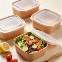 Bol en papier kraft biodégradable, écologique, de qualité alimentaire, recyclable, résistant à la graisse, anti-fuite, avec couvercle en PET, impression personnalisée