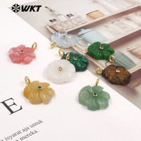 WT-JP522 Pendentifs en or sculptés à la main en forme de fleur, avec zircon et pierres précieuses naturelles colorées, tendance et populaires, pour la création de bijoux féminins