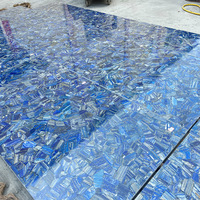 Dalle de sol en marbre naturel de luxe, pierre semi-précieuse, polie, lapis-lazuli bleu