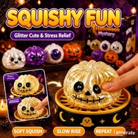 Nouveau produit transfrontalier : Jouet anti-stress Squishy Fantôme d'Halloween en caoutchouc, emballage en boîte, directement du fabricant, prêt à l'emploi