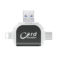 Adaptador OTG de tarjeta de memoria SD TF 4 en 1 de Metal R015 para IPhone Android Linux USB A/8 pines/Micro/tipo C a convertidor de lector de tarjetas SD TF