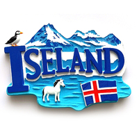 Aimant de réfrigérateur en résine 3D de haute qualité, carte du drapeau d'Islande, aimant de réfrigérateur souvenir touristique personnalisé pour la décoration de la maison, vente en gros