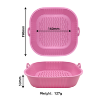 Garnitures en silicone pour friteuse 5 à 9 QT Lot de 4 paniers carrés réutilisables pour friteuse Airfryer Basket Bowl Tray Insert Deep Fryer Parts & Accessories
