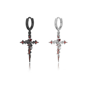 Boucles d'oreilles pendantes croix personnalisées pour hommes et femmes, créoles à épines tendance, bijoux à porter au quotidien - Product Image 1