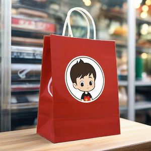 Bolsas de Papel Kraft Personalizadas para Pollo Frito, Bolsas de Papel Antigrasa para Sándwiches con Asas - Product Image 1