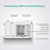 Réveil numérique à projection pour plafond mur chambre à coucher écran LCD à gradation projecteur d'horloge de température intérieure avec chargeur USB