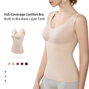 เสื้อกล้ามทรงยูแบ็คแบบมีฟองน้ำในตัว ระบายอากาศได้ดี สายกว้าง พร้อมบราในตัว แบบถักชิ้นเดียว - Product Image 1