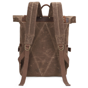 Waxed <strong>Canvas</strong> Vintage Rolltop Travel Backpack for Men Women Water Resistant Carry on Casual High Quality <strong>Back</strong> <strong>Pack</strong> - Product Image 4