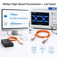 Cable USB 3.2 Gen 2 Tipo A Macho a Tipo B Macho, Cable de Datos de 10 Gbps para Equipos Industriales, Interfaz de Audio, Teclado MIDI