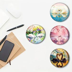 Imán de Refrigerador Redondo de Vidrio Personalizable de 40 mm, Adhesivo de Refrigerador con Diseño de Cisne al por Mayor - Product Image 4