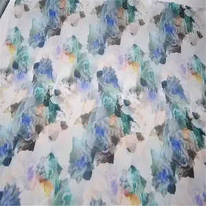 Breathable Soft Feeling Material Elegant Style Floral Design Wholesale Silk Cotton Fabric for Summer Dress