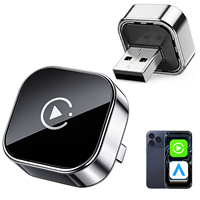 Adaptador Inalámbrico 2 en 1 para CarPlay y Android Auto, Dongle Plug & Play para Autos con Cable, USB-A y USB-C, Reconexión Automática y OTA