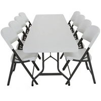 Ensemble de table et chaises pliantes en plastique blanc de 6 pieds, robustes, imperméables, pour l'extérieur, le jardin et les fêtes, vente en gros