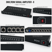 Répartiteur de signal DMX RDM 1 entrée 8 sorties, isolation optique, XLR 3 broches pour système d'éclairage de scène professionnel