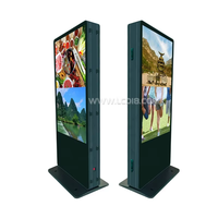 Kios Iklan Digital Layar Ganda 75 Inci dengan Wifi 4G, Layar LCD untuk Iklan Dalam Ruangan, Layar 4K, Digital Signage Standee