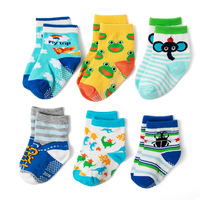 Lot de 12 paires de chaussettes en coton pour enfants, mignonnes, antidérapantes, respirantes, à motif de dessin animé, pour bébés