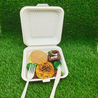 Boîtes à lunch écologiques en amidon de maïs de 8 pouces, compatibles micro-ondes, pour emporter