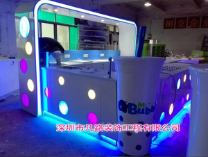 עיצוב דוכן ייחודי לקניון למשקאות בועות תה וגלידה, דוכן משקאות עם תאורה למכירה - Product Image 5