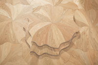 Petit Échantillon 100mm, Grand Échantillon 600mm, Luxueux Parquet en Bois avec Surface à Motif Lotus Multicolore, Design d'Intérieur Élégant