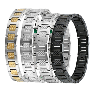 Bracelet tendance en acier inoxydable à maillons géométriques, unisexe, avec thérapie magnétique aux ions négatifs, polyvalent, idéal pour un anniversaire - Product Image 1