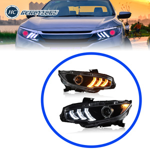 ไฟหน้าสไตล์มัสแตงรุ่นที่ 10 ของ HCMOTIONZ สำหรับ Honda <span class=keywords><strong>Civic</strong></span> ปี 2016 2017 2018 2019 2020 <span class=keywords><strong>2021</strong></span> ไฟหน้า LED - Product Image 1