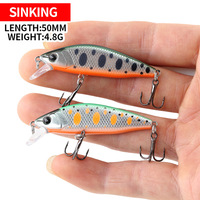 Vente directe d'usine de leurres durs en plastique de 7 couleurs, 50 mm, 4,8 g, pour petits poissons en eau salée, leurres miniatures pour petits poissons, A9114